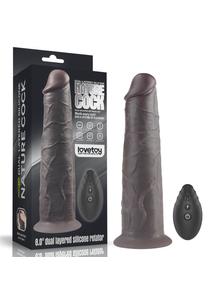 Forgó fejű dildó rotátor 8'' dual layered silicone rotator brown 20 cm