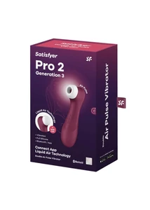 Léghullámos csiklóizgató borvörös Satisfyer Pro 2 generation 3 with liquid air bluetooth app