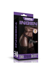 Felcsatolható dildó, állítható hám Easy strapon set 8.5" fekete