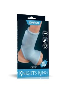 Vibrátoros pénisz és here köpeny Vibrating silk knights ring with scrotum sleeve blue