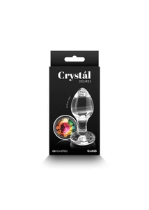 Fenékdugó M méretben szivárvány kővel Crystal desires rainbow gem - medium