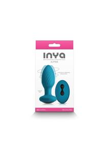 Forgómotorral és vezeték nélküli távirányítóval fenékdugó, Inya Alpine teal butt plug