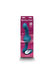 Forgó kétvégű vibrátor távirányítóval Revolution tsunami - teal