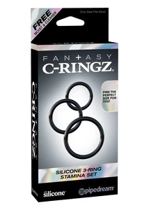 Péniszgyűrű szett Silicone 3-ring stamina set black