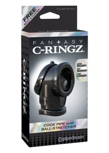 Péniszgyűrű és hereszorító Cock pipe with ball-stretcher black