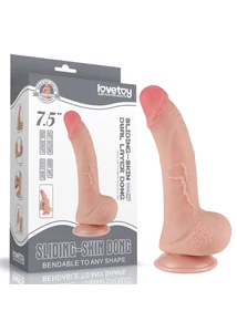 Csúszóbőrös dupla rétegű realisztikus herés dildó 19,5 cm világos - 7.5'' Sliding Skin Dual Layer Dong Flesh I