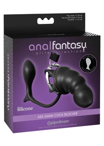 Péniszketrec análpluggal Ass-gasm cock blocker black