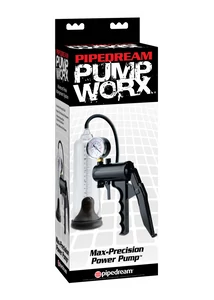Péniszpumpa nyomásmérővel Max-precision power pump  clear/black