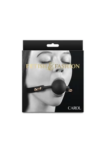 Fekete szilikon golyós szájpecek pántokon D-gyűrűkkel - Fetish & fashion Carol black