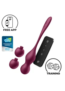 Applikációs vibrációs Kegel-golyó Love Birds Vary Connect App wine red
