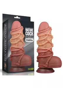 Tapadótalpas kétrétegű nagy dildó 24 cm-es dual layered platinum silicone cock kötéllel