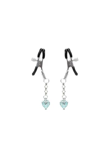 Mellbimbócsipesz világító díszítéssel Glow-in-dark nipple clamps, light blue