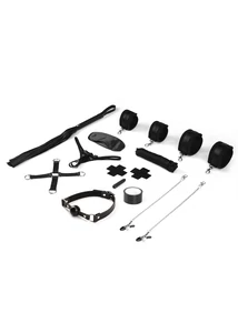 Műbőr Bdsm szett 12 darabos fekete, Bound you The Essentials Beginner's Bondage