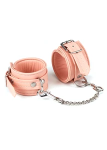 Bilincs lánccal Pink organosilicon wrist cuffs műbőr csuklómandzsetta