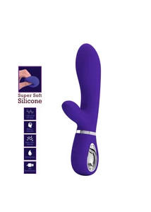 Csiklókaros puha szilikon g-pont vibrátor Pretty Love Thomas Purple II 20cm
