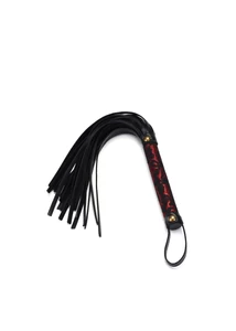 Műbőr korbács csipkézett fogóval Victorian garden: lace and vegan leather flogger whip