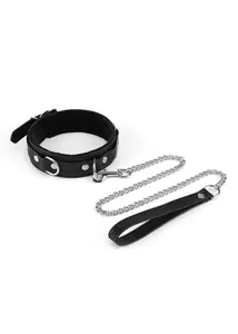 Nyakörv láncos pórázzal Black bond collar with leash