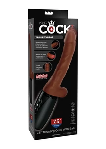 Barna herés lökő vibrátor 19 cm - 7.5" thrusting cock with balls brown