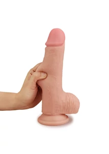 Dupla rétegű realisztikus herés dildó 19 cm világos - 7.5" Skinlike Soft Dong
