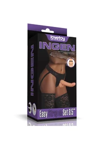 Felcsatolható herés világos dildó hámmal 21,5 cm - Easy Strapon Set 8.5''