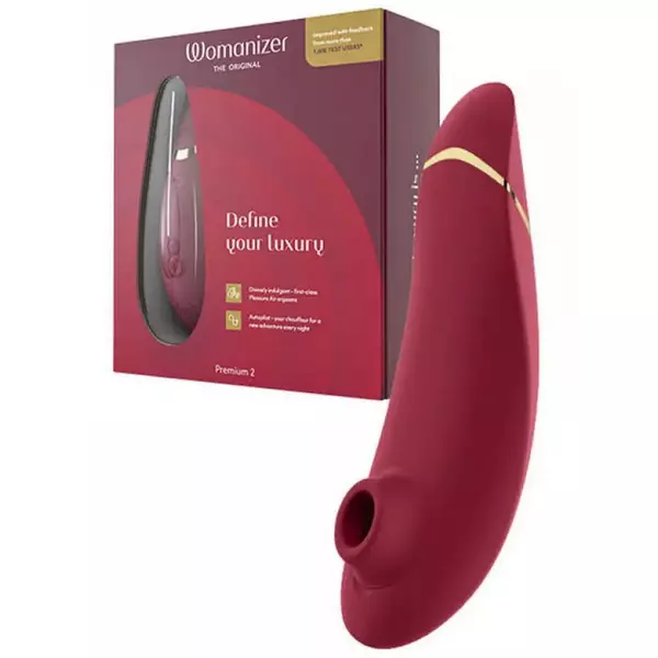 Womanizer Premium 2 vízálló szívóhullámos csiklóizgató piros/arany