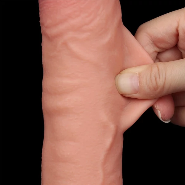 Letapasztható 9.5'' sliding skin dual layer dildó testszínű