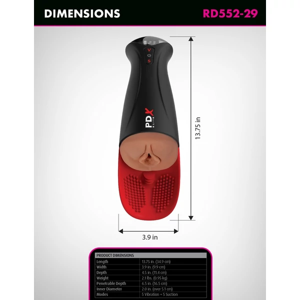 Szívó és vibráló vagina maszturbátor Fuck-O-Matic Pro XL - brown