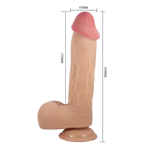 Realisztikus csúszóbőrös herés dildó Pretty Love Emeka flesh 17,5 cm