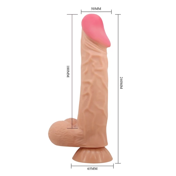Realisztikus csúszóbőrös herés dildó Pretty Love Orton 24 cm
