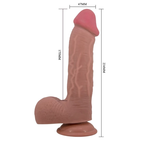 Realisztikus csúszóbőrös herés dildó Pretty Love Emeka brown 17,5 cm