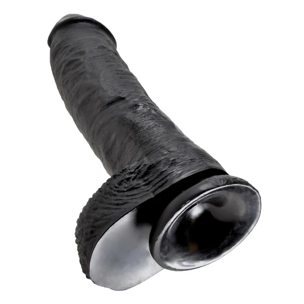 Letapaszható dildó herékkel 10" cock with balls  black
