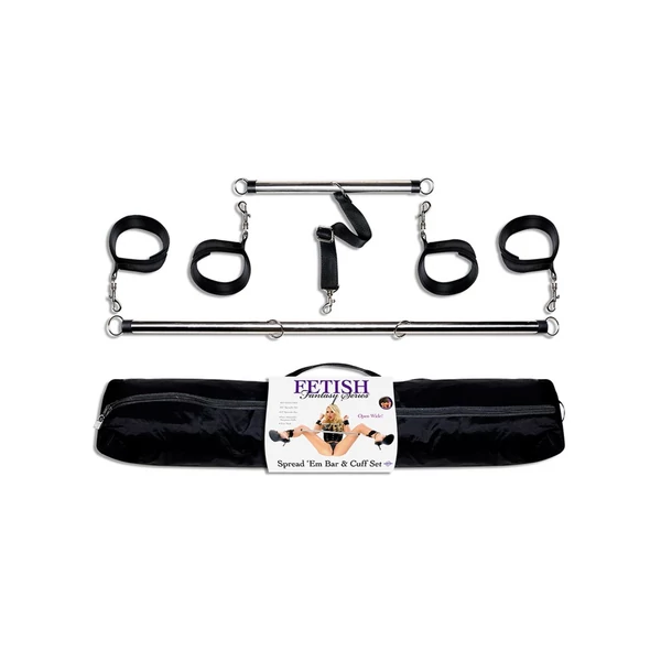 Feszítő rúd csuklóra és bokára Spread 'em bar and cuff set silver/black