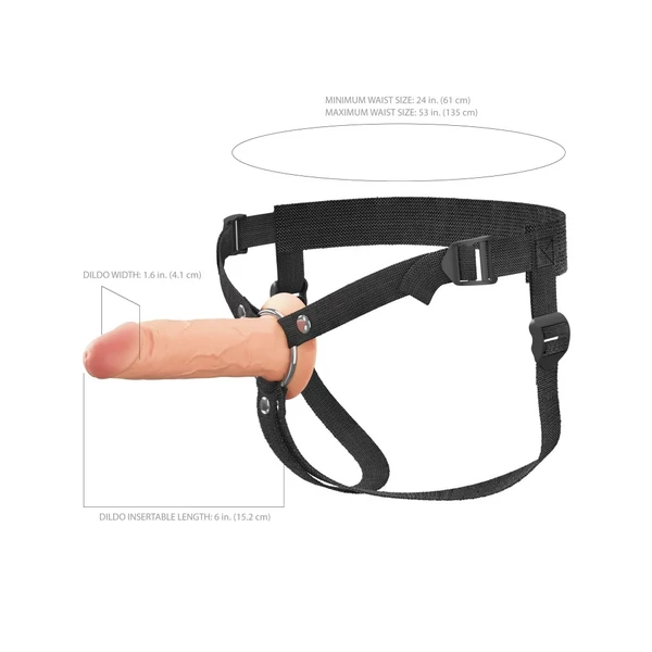 Üreges szilikon dildó hámmal 15,24 cm - 6" silicone hollow strap-on dual density