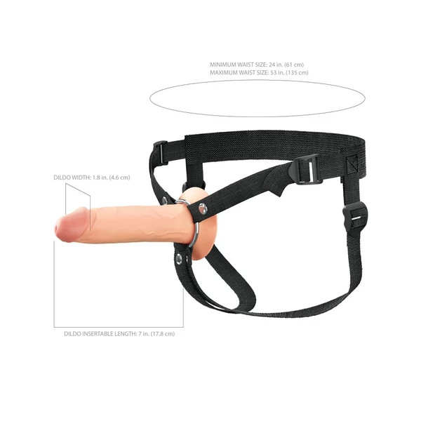Üreges szilikon dildó hámmal 17,78 cm - 7" silicone hollow strap-on dual density