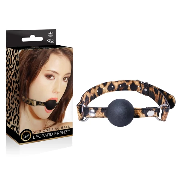 Leopárd mintás szilikon szájgolyó - Leopard gag ball