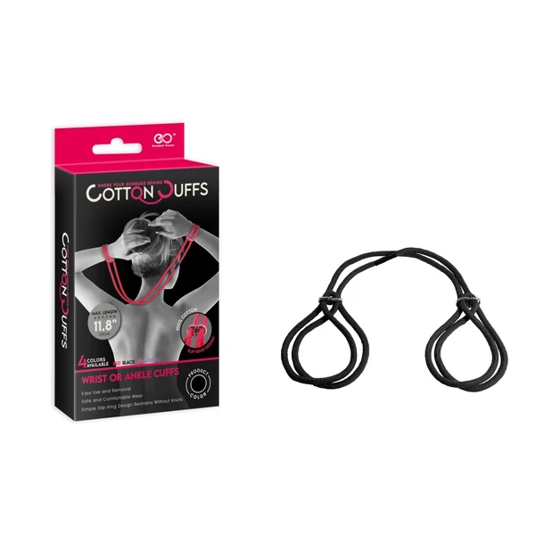 Szövet kötöző bilincs Cotton cuffs fekete