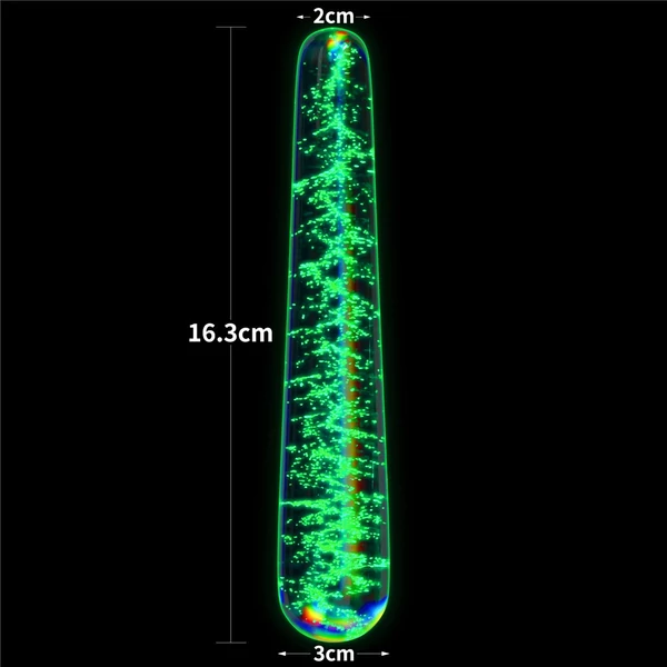 Foszforeszkáló kétvégű üvegdildó Glow in the dark Twilight Gleam glass dildo slim fantasy