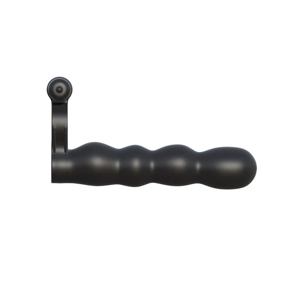 Péniszgyűrű vibrátorral Posable partner double penetrator  black