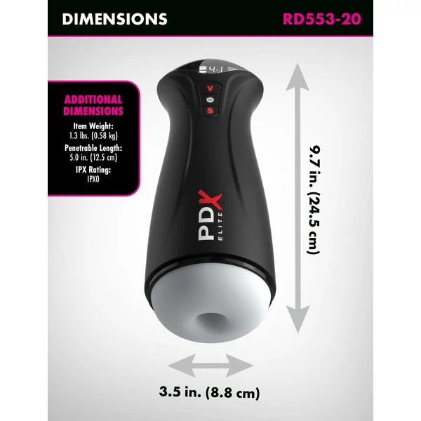 Szívó és vibrátoros ánusz maszturbátor - PDX Elite Fap-Gasm frosted