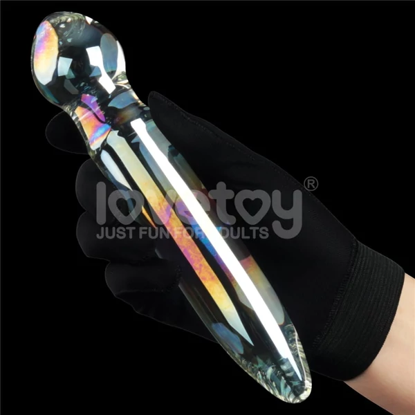 Kétoldalú üvegdildó Twilight Gleam Glass Dildo- Prism Glass