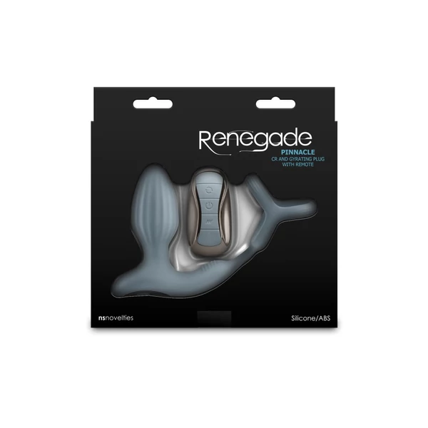 Távirányítós forgó és vibráló anális plug pénisz- és heregyűrűvel - Renegade Pinnacle Gray