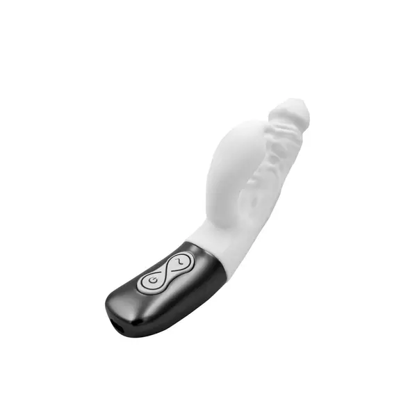 Csiklókaros G-pontos vibrátor Titanz 7" silicone rechargeable vibrator in ivory white