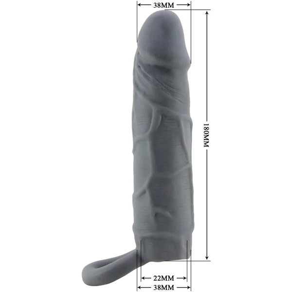 Péniszvastagító heregyűrűvel Pretty love realistic penis sleeve black iii