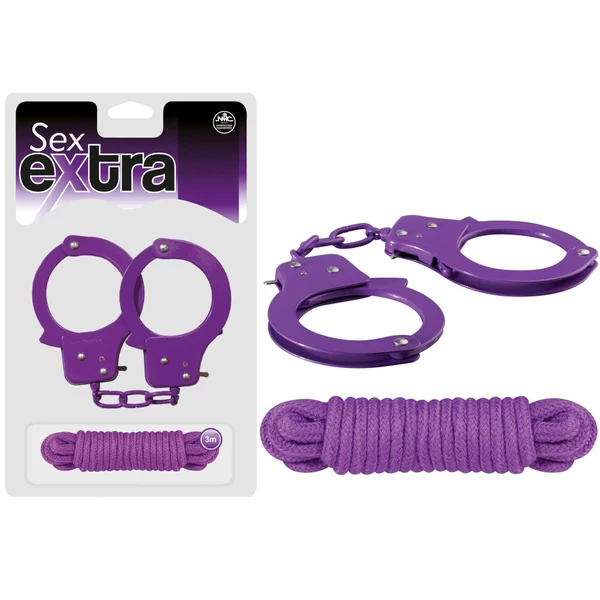 Bilincs és kötél lila kötöző készlet Sex extra - cuffs & rope