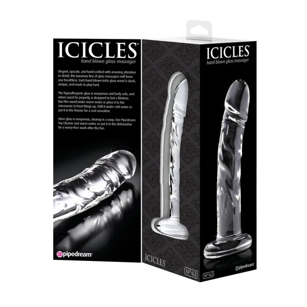 Üveg dildó áttetsző Icicles No. 62 clear