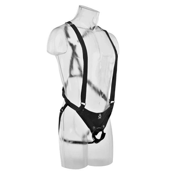 Felköthető,üreges dildó 11" hollow strap on suspender system  light/black