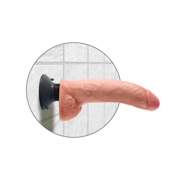 Élethű vibrátor 26 cm tapadótalpas Vibrating cock with balls 9 testszínű