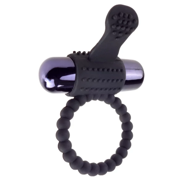 Péniszgyűrű vibrátoros Vibrating silicone super ring  black