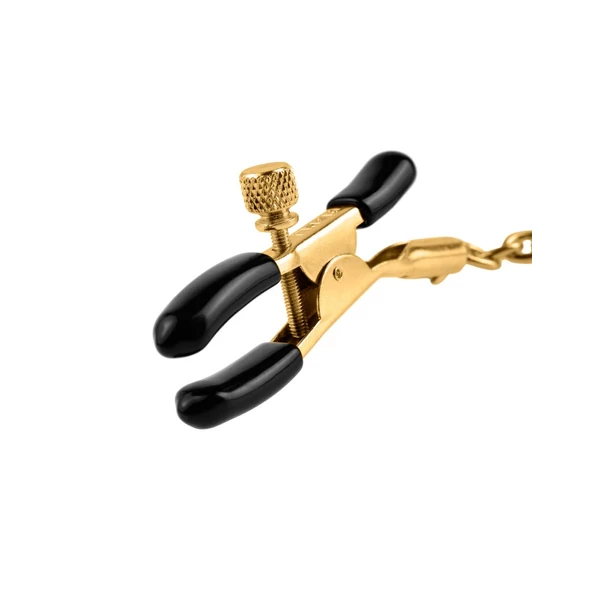 Mellbimbó csipesz lánccal Chain nipple clamps  gold/black