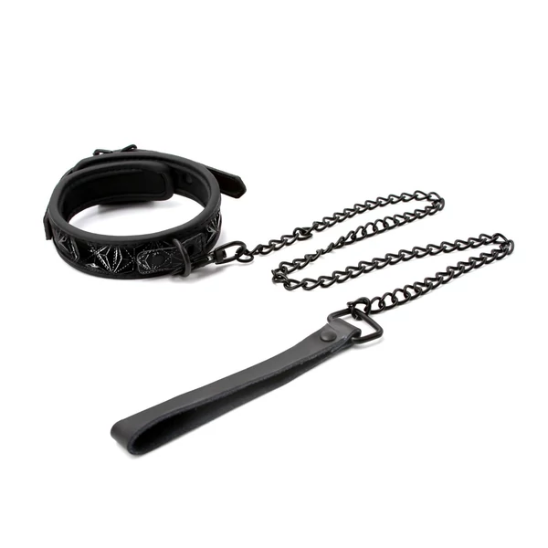 Nyakörv lánc pórázzal Sinful 1 collar - black